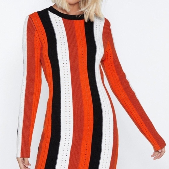 Dresses & Skirts - NWT NASTY GAL Multicolored Stripped Sweater Dress Sz S